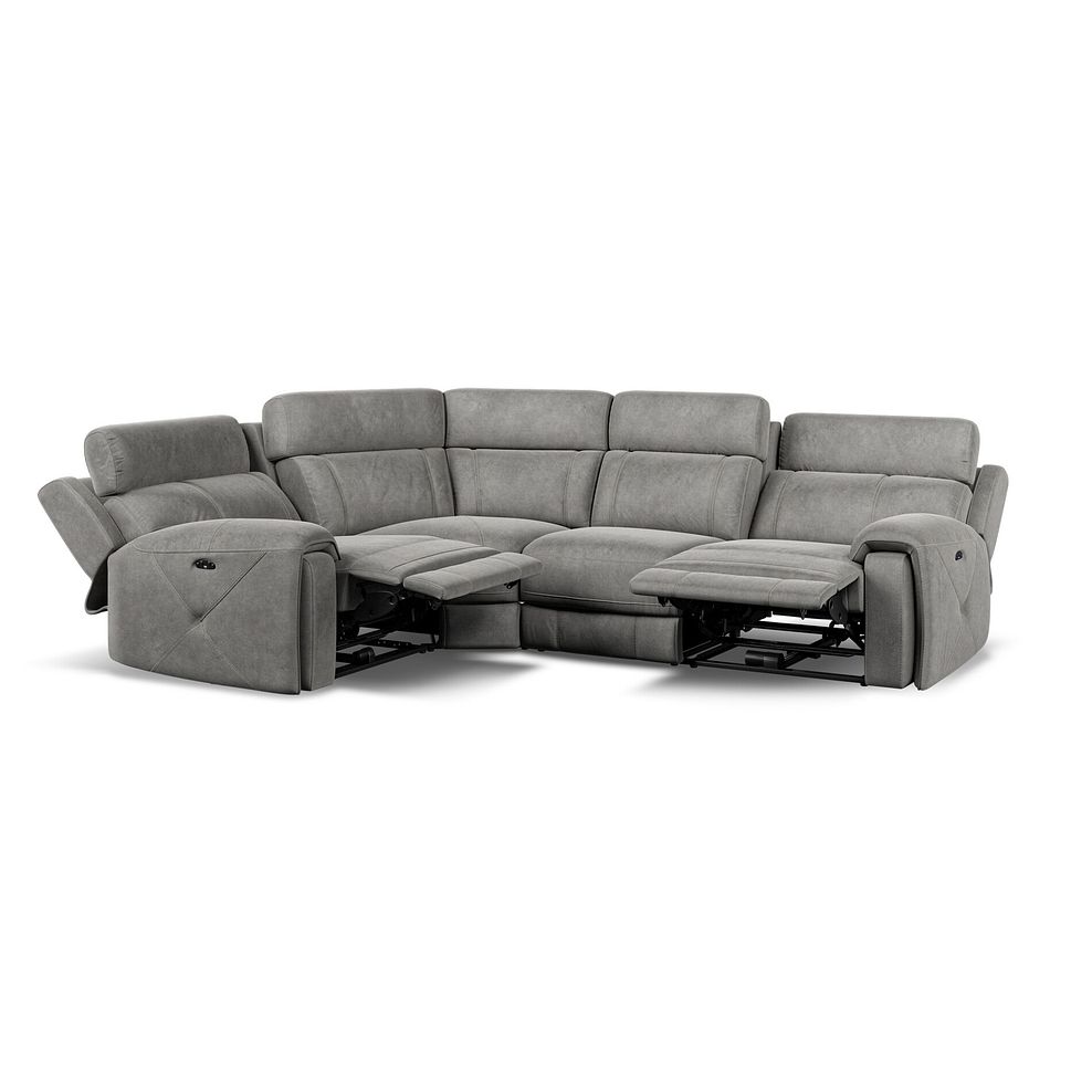 Leo Right Hand Corner Recliner Sofa with Adjustable Headrests in Maldives Dark Grey Fabric Thumbnail 2