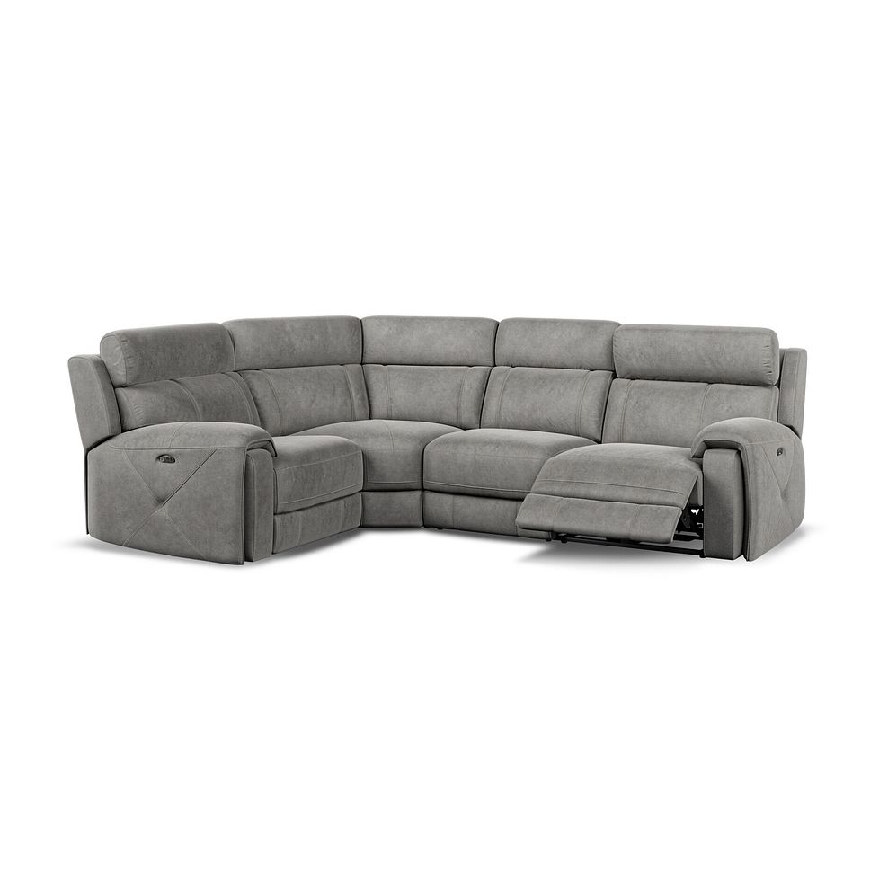 Leo Right Hand Corner Recliner Sofa with Adjustable Headrests in Maldives Dark Grey Fabric Thumbnail 3