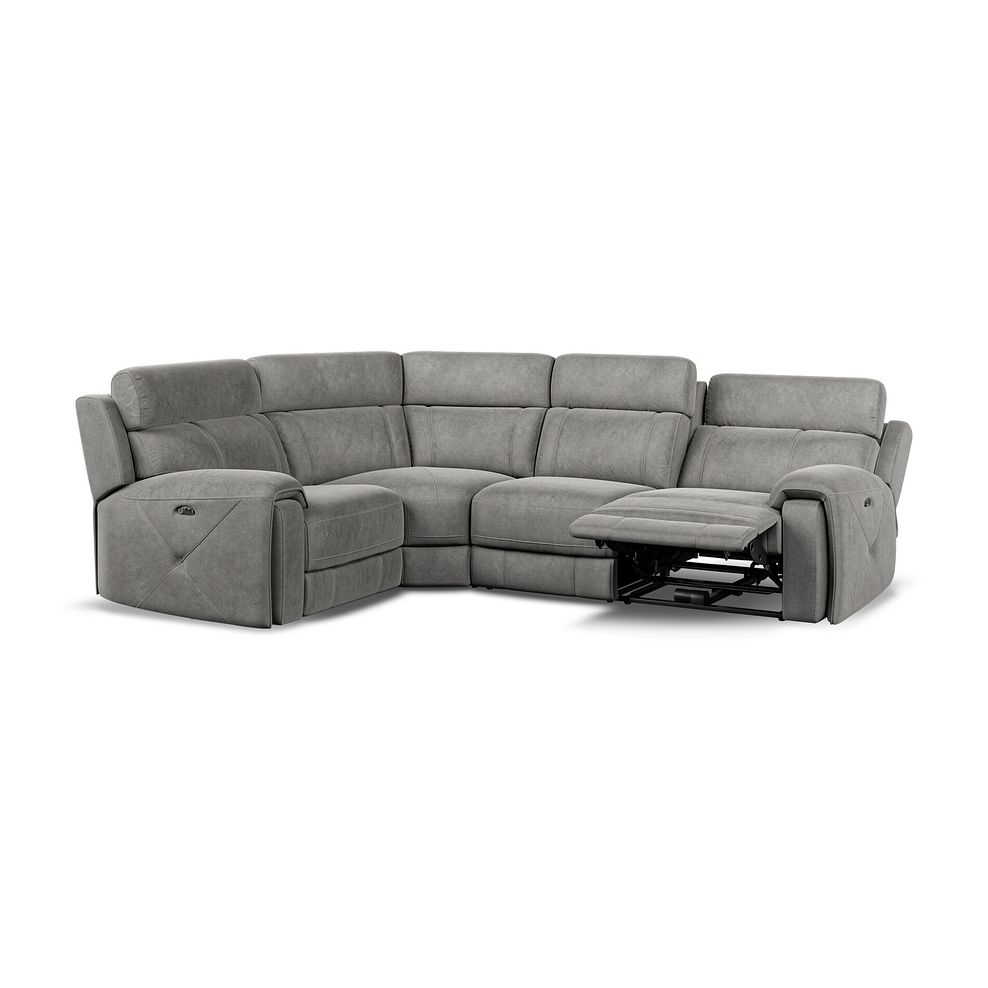 Leo Right Hand Corner Recliner Sofa with Adjustable Headrests in Maldives Dark Grey Fabric Thumbnail 4