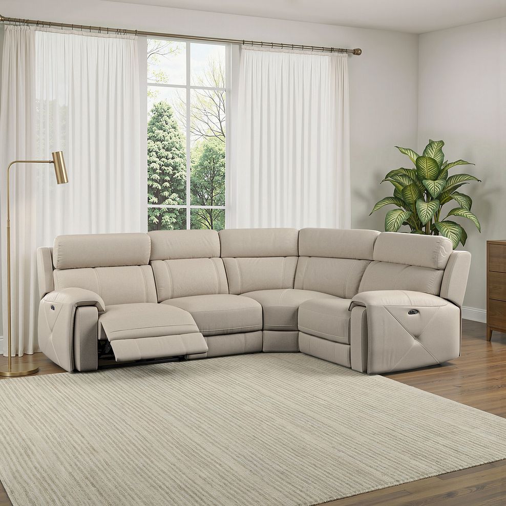 Leo Right Hand Corner Recliner Sofa with Adjustable Headrests in Pebble Leather 15