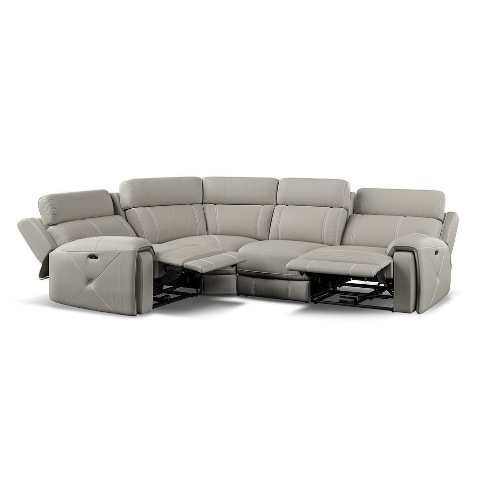 Leo Right Hand Corner Recliner Sofa with Adjustable Headrests in Taupe Leather 4