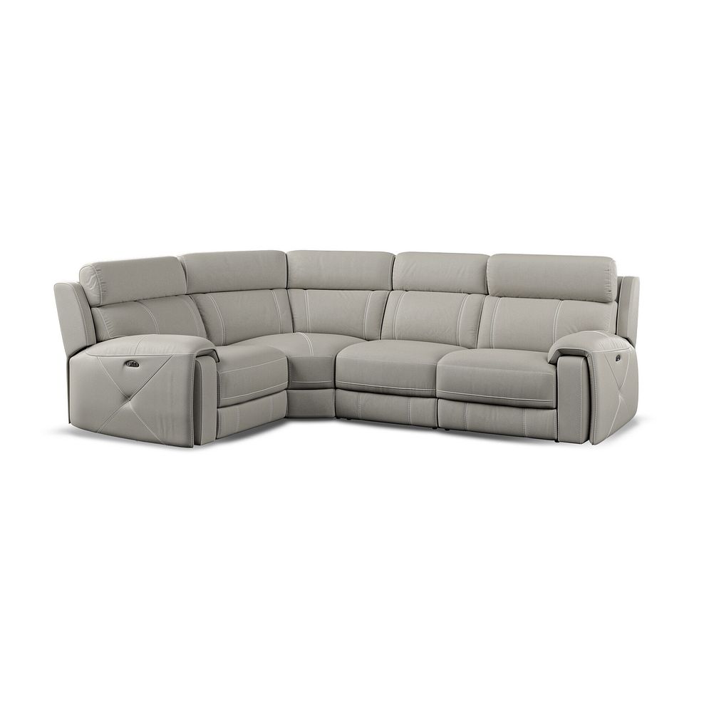 Leo Right Hand Corner Recliner Sofa with Adjustable Headrests in Taupe Leather