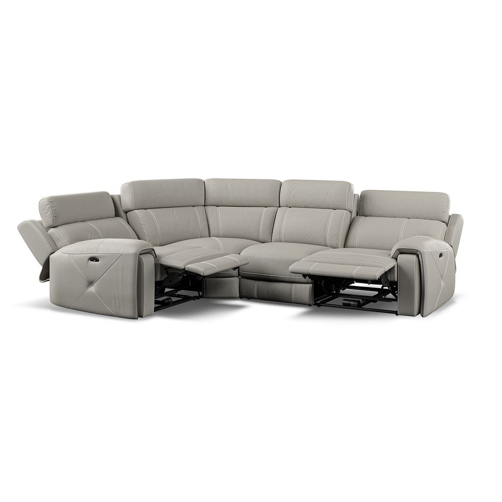 Leo Right Hand Corner Recliner Sofa with Adjustable Headrests in Taupe Leather 2