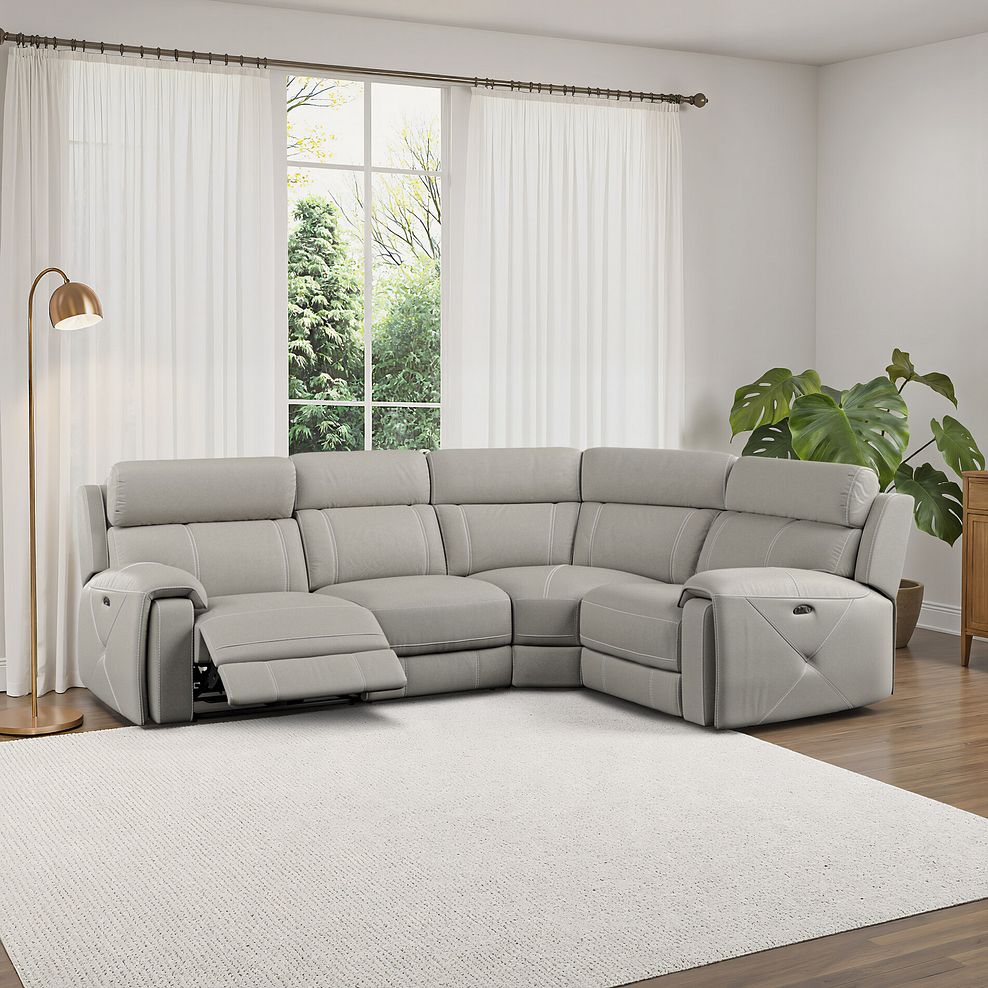 Leo Right Hand Corner Recliner Sofa with Adjustable Headrests in Taupe Leather 15