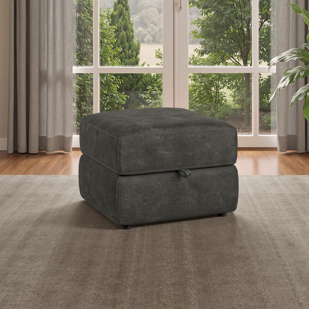 Leo Storage Footstool in Billy Joe Grey Fabric 1