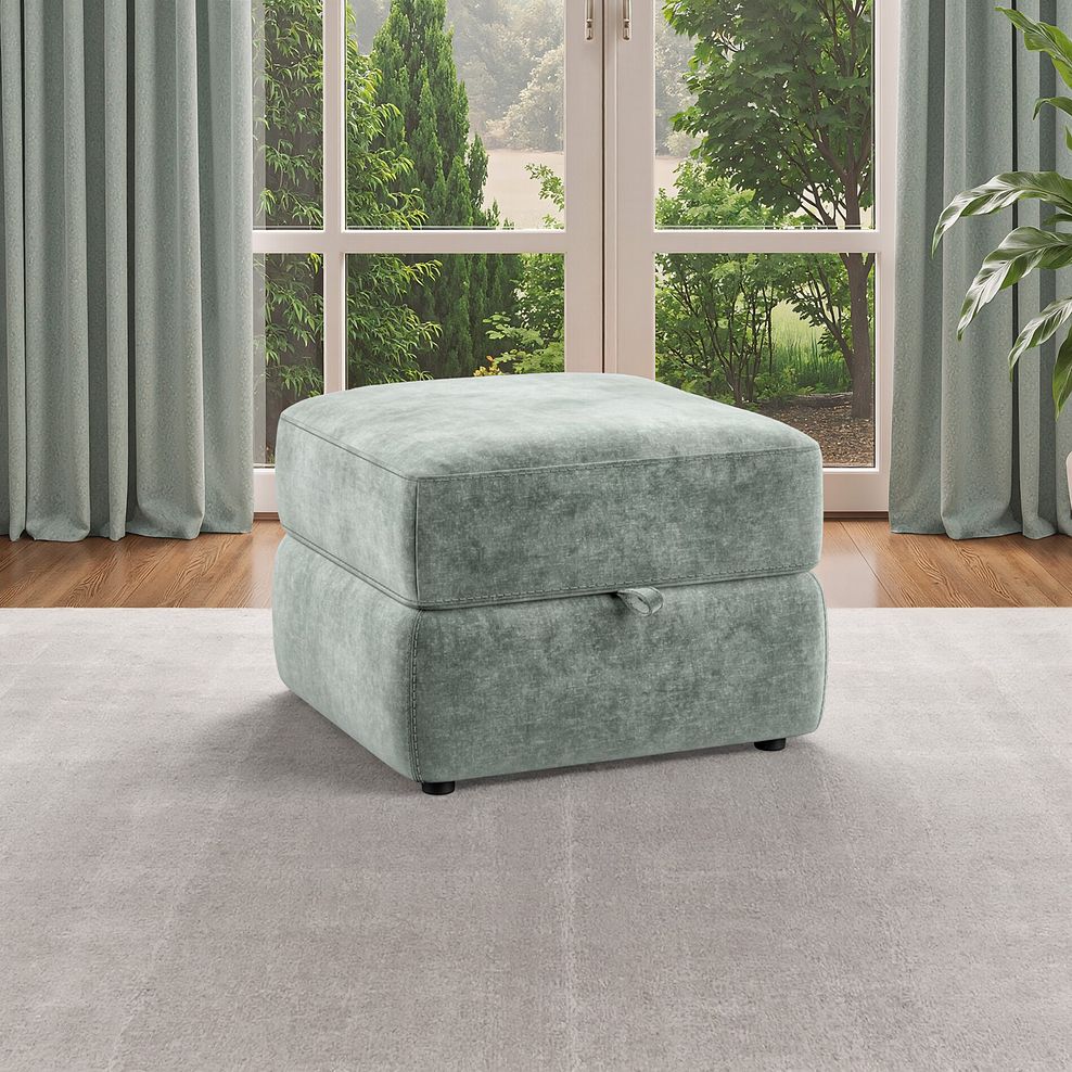 Leo Storage Footstool in Descent Pewter Fabric 1