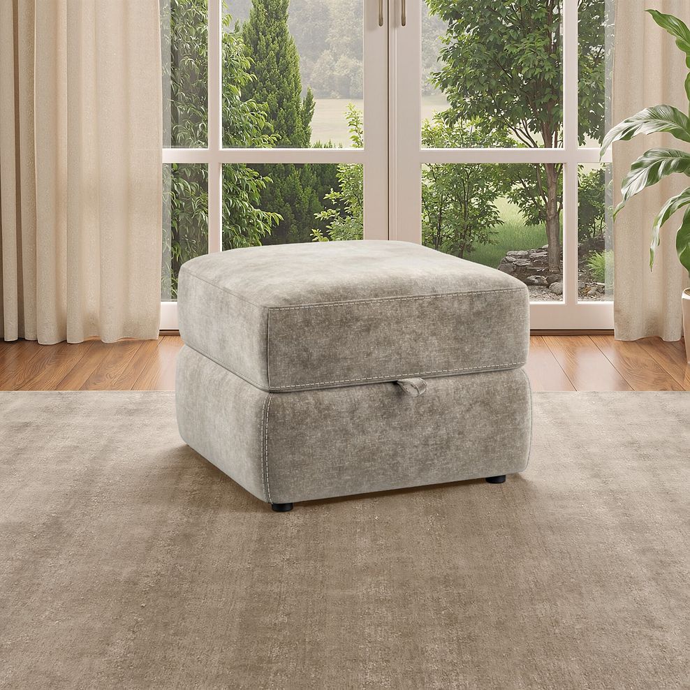 Leo Storage Footstool in Descent Taupe Fabric 1