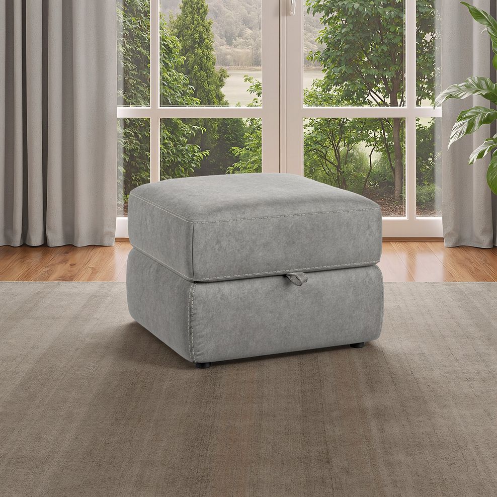 Leo Storage Footstool in Maldives Dark Grey Fabric 1