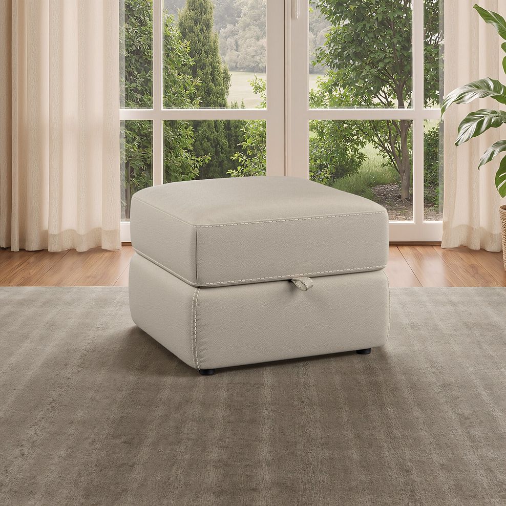 Leo Storage Footstool in Pebble Leather 1