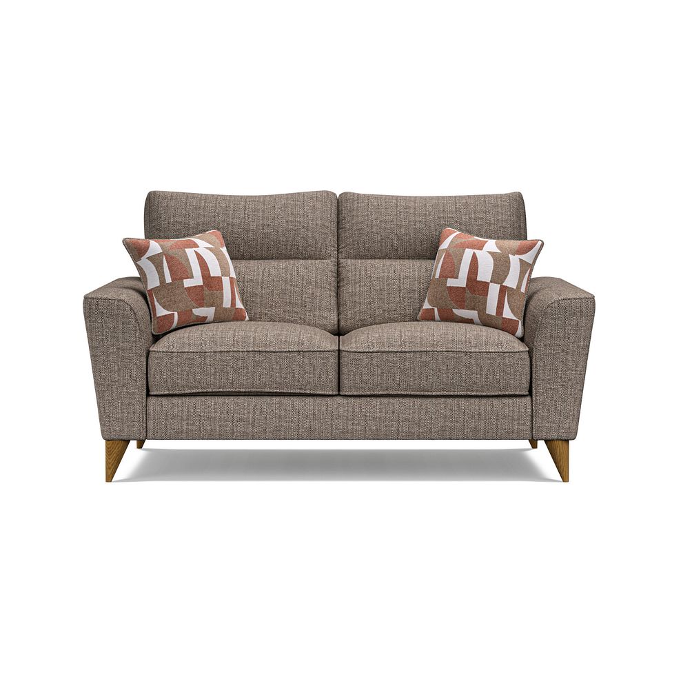 Levi 2 Seater Sofa in Barley Coffee Fabric with Asher Rust Scatters 2
