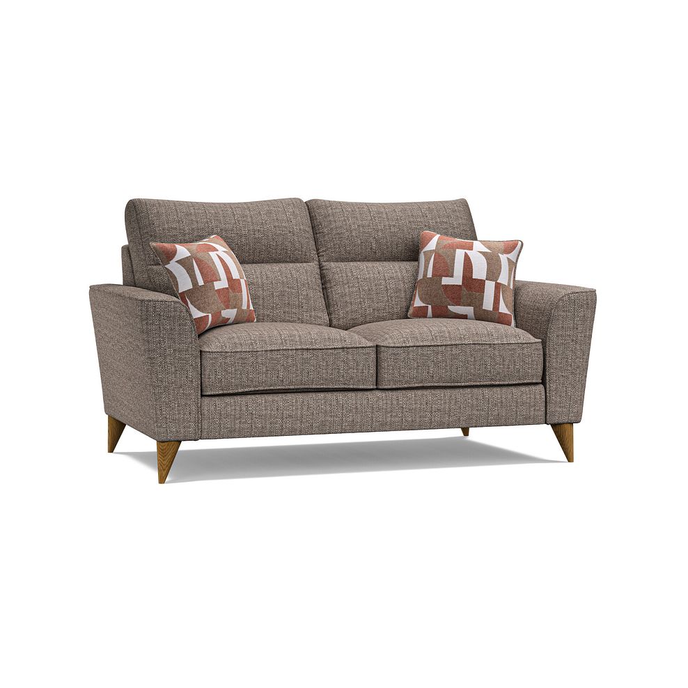 Levi 2 Seater Sofa in Barley Coffee Fabric with Asher Rust Scatters 1