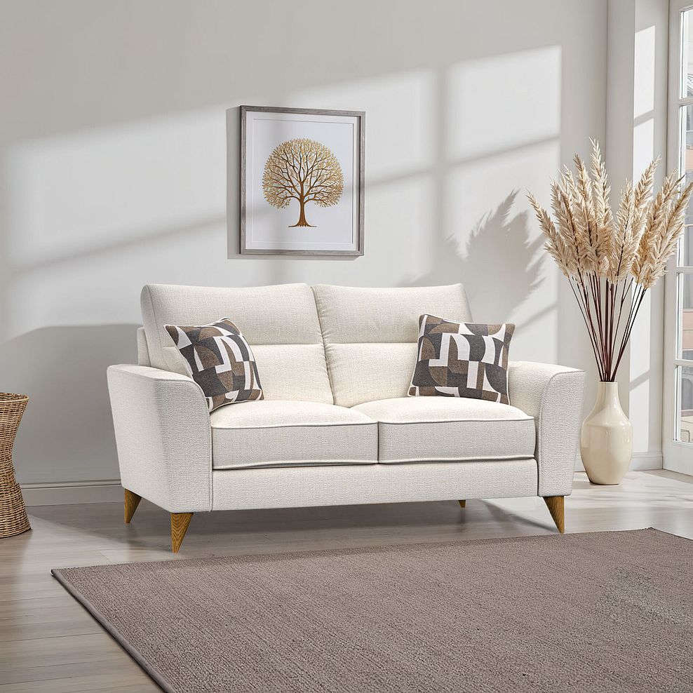 Levi 2 Seater Sofa in Barley Ivory Fabric with Asher Natural Scatters 1