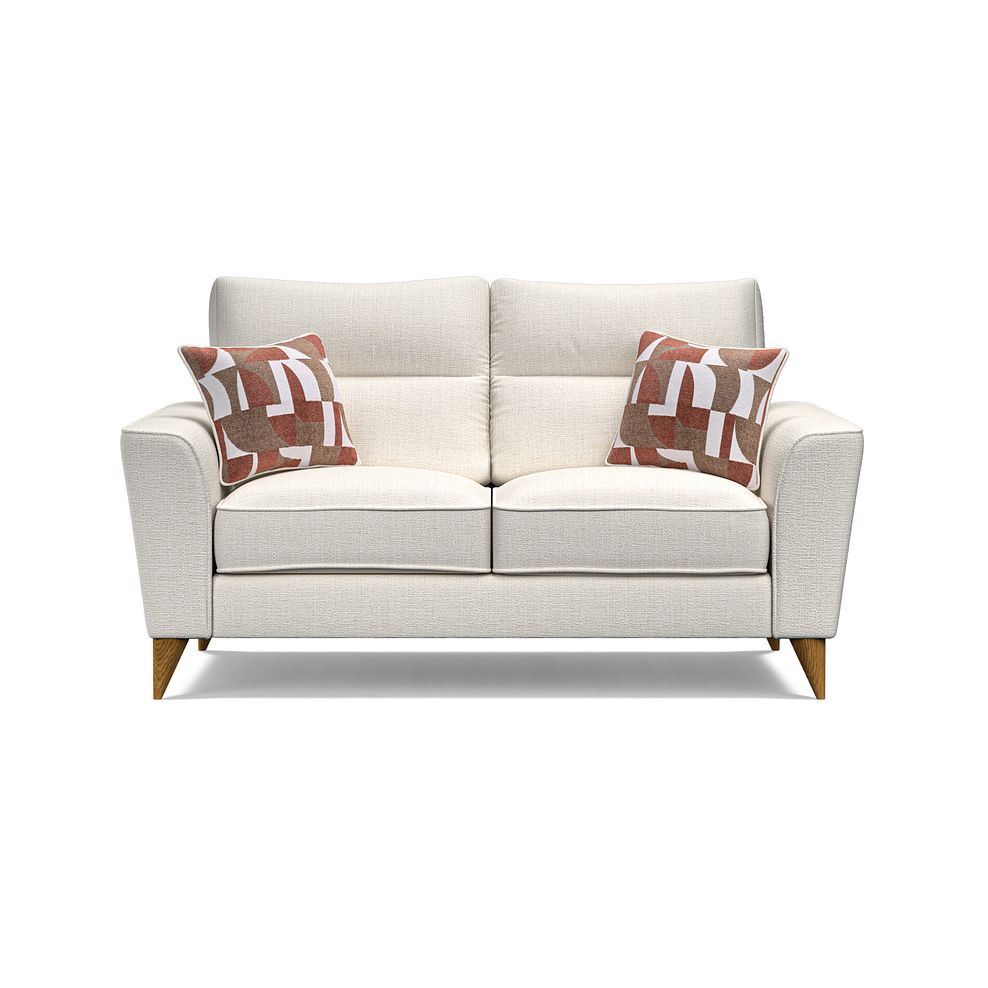 Levi 2 Seater Sofa in Barley Ivory Fabric with Asher Rust Scatters 2