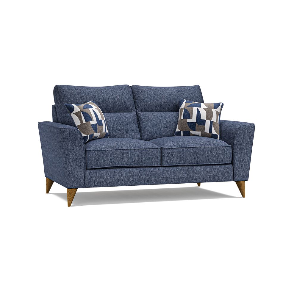 Levi 2 Seater Sofa in Barley Ocean Fabric with Asher Ocean Scatters