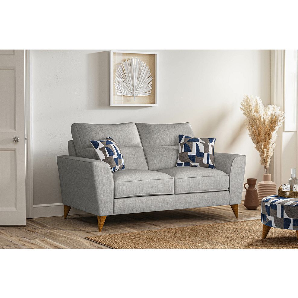 Levi 2 Seater Sofa in Barley Silver Fabric with Asher Ocean Scatters Thumbnail 2