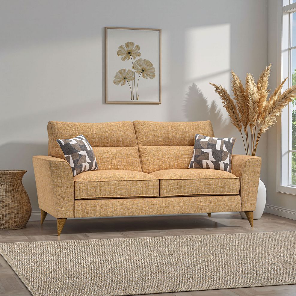 Levi 3 Seater Sofa in Barley Citrus Fabric with Asher Natural Scatters 1