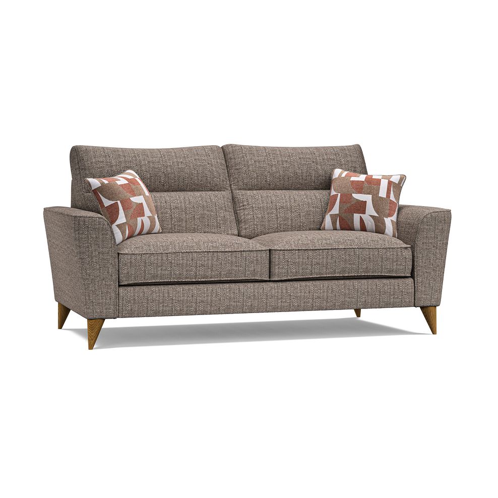 Levi 3 Seater Sofa in Barley Coffee Fabric with Asher Rust Scatters
