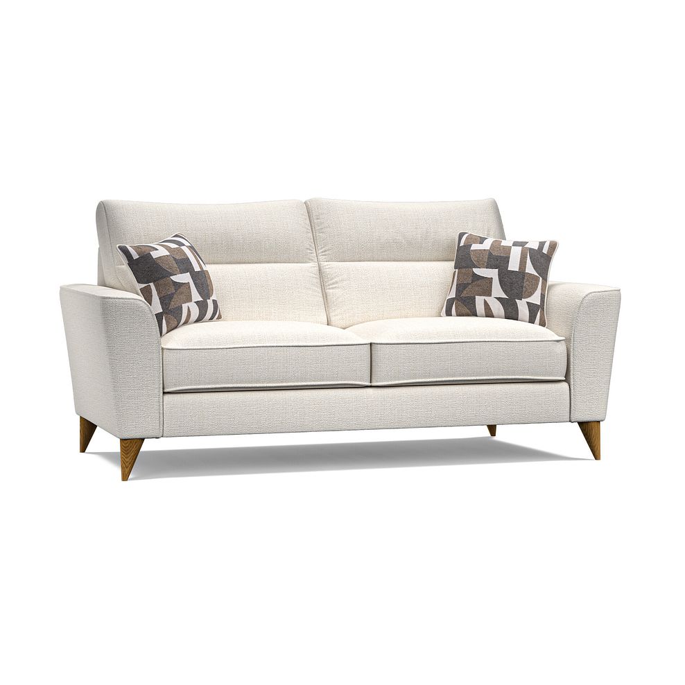 Levi 3 Seater Sofa in Barley Ivory Fabric with Asher Natural Scatters 1