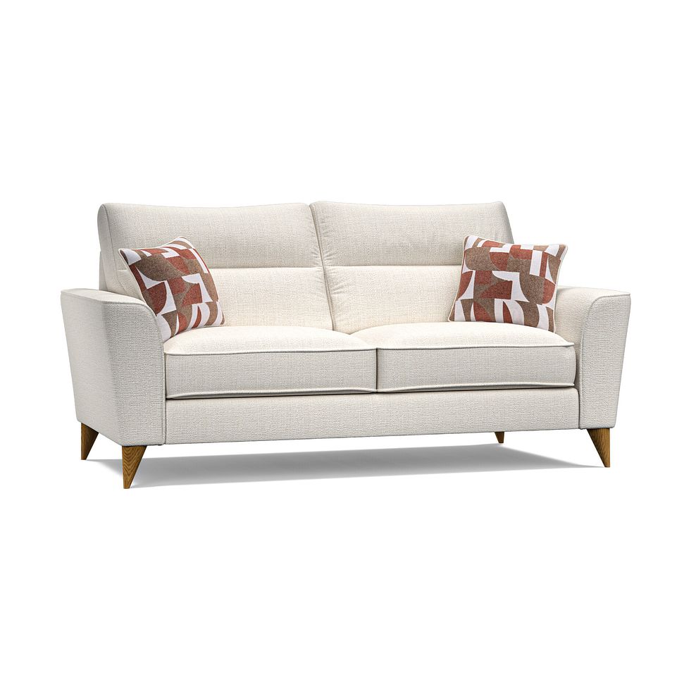 Levi 3 Seater Sofa in Barley Ivory Fabric with Asher Rust Scatters