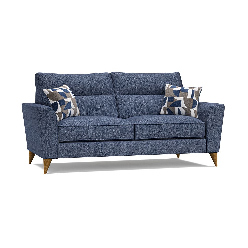 Levi 3 Seater Sofa in Barley Ocean Fabric with Asher Ocean Scatters 1