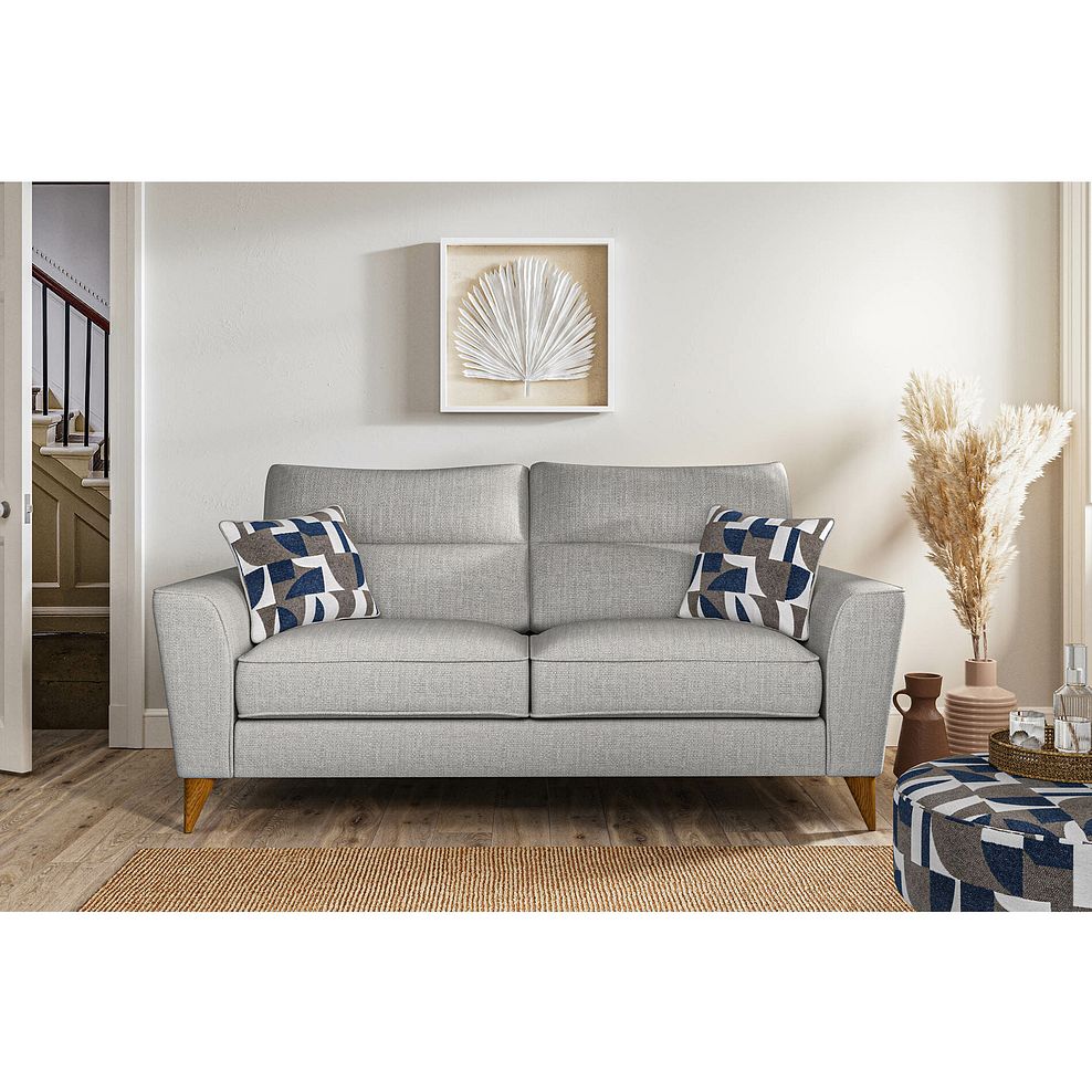 Levi 3 Seater Sofa in Barley Silver Fabric with Asher Ocean Scatters 1
