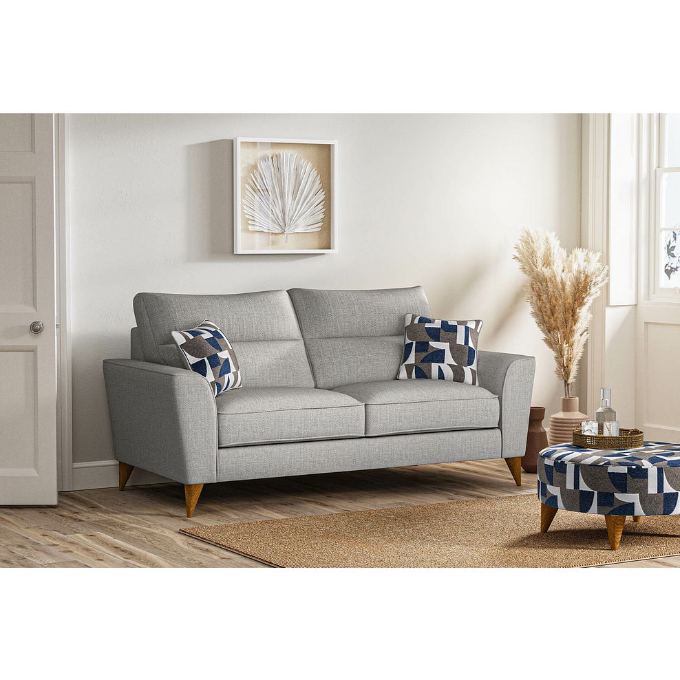 Levi 3 Seater Sofa in Barley Silver Fabric with Asher Ocean Scatters Thumbnail 2