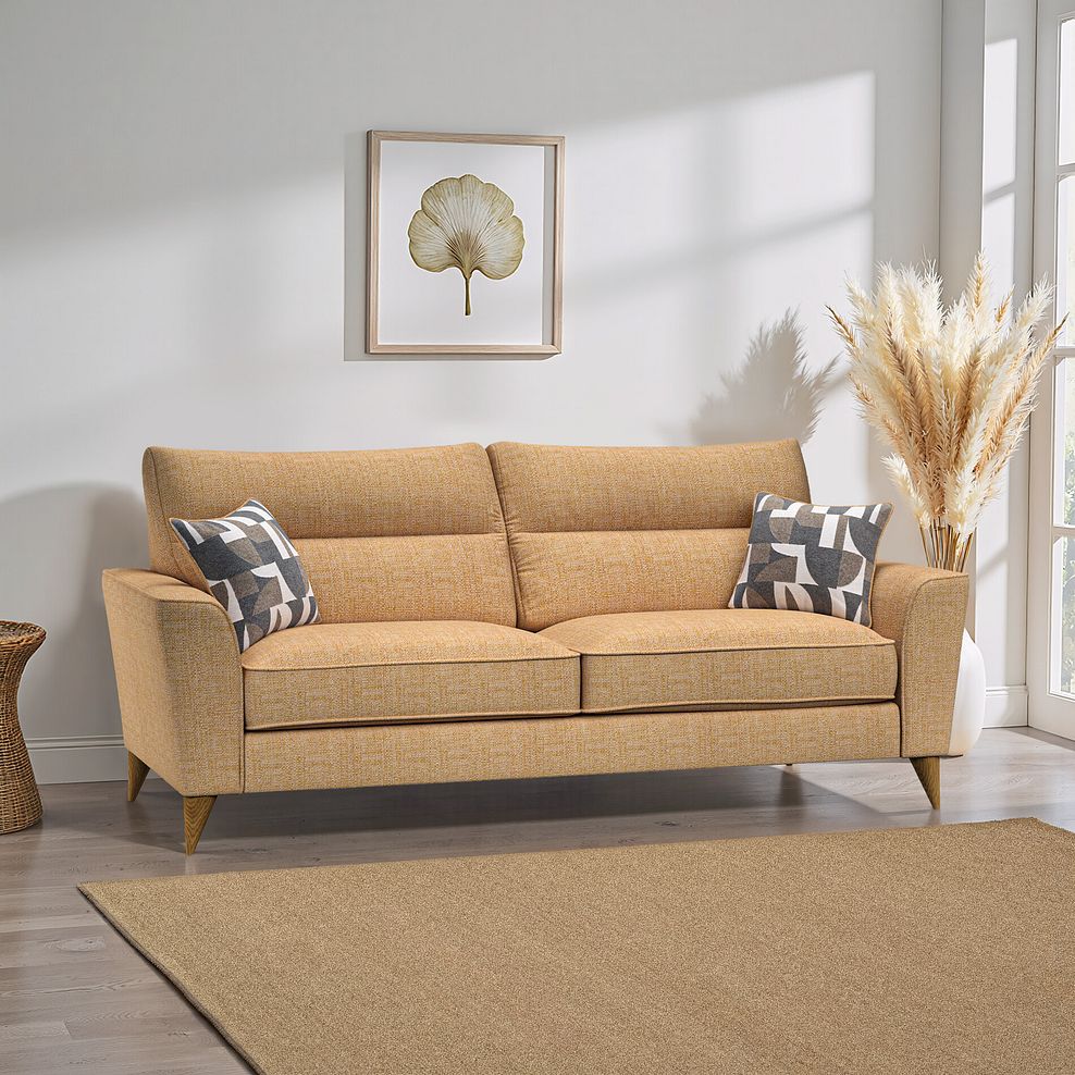 Levi 4 Seater Sofa in Barley Citrus Fabric with Asher Natural Scatters 1