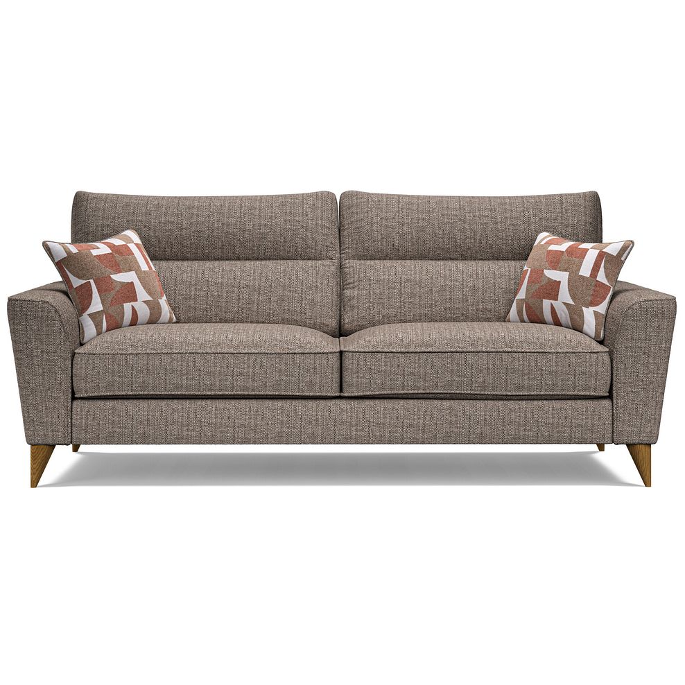 Levi 4 Seater Sofa in Barley Coffee Fabric with Asher Rust Scatters 2