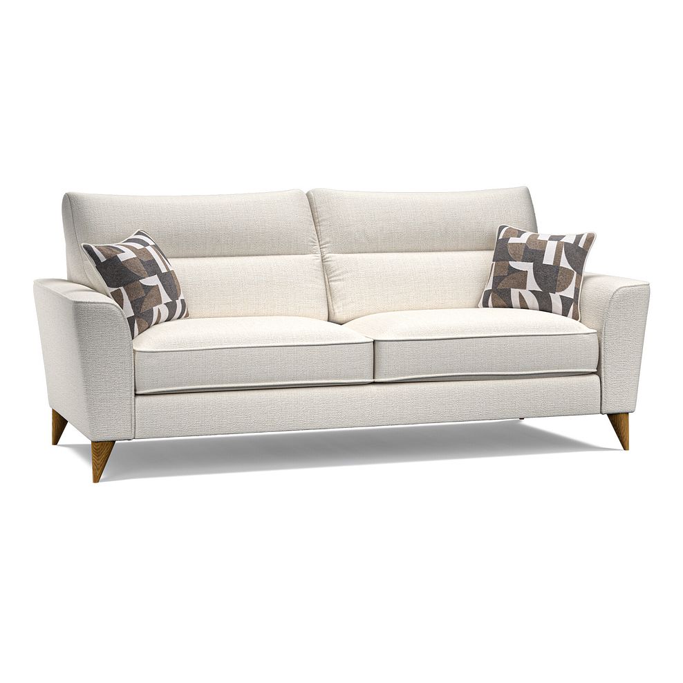 Levi 4 Seater Sofa in Barley Ivory Fabric with Asher Natural Scatters 1