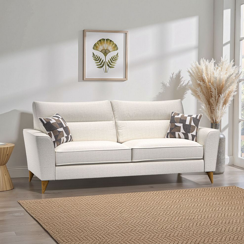 Levi 4 Seater Sofa in Barley Ivory Fabric with Asher Natural Scatters 1