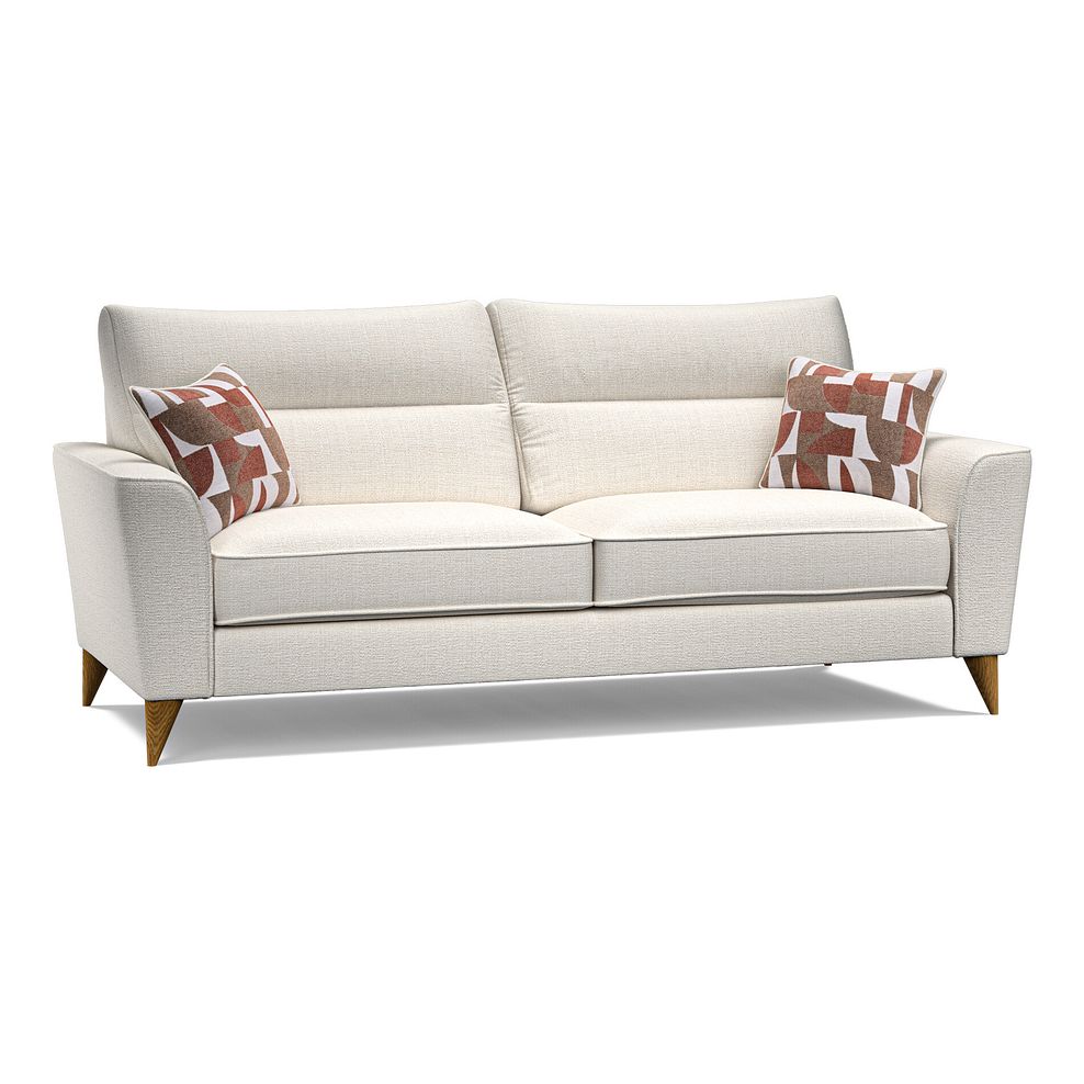 Levi 4 Seater Sofa in Barley Ivory Fabric with Asher Rust Scatters