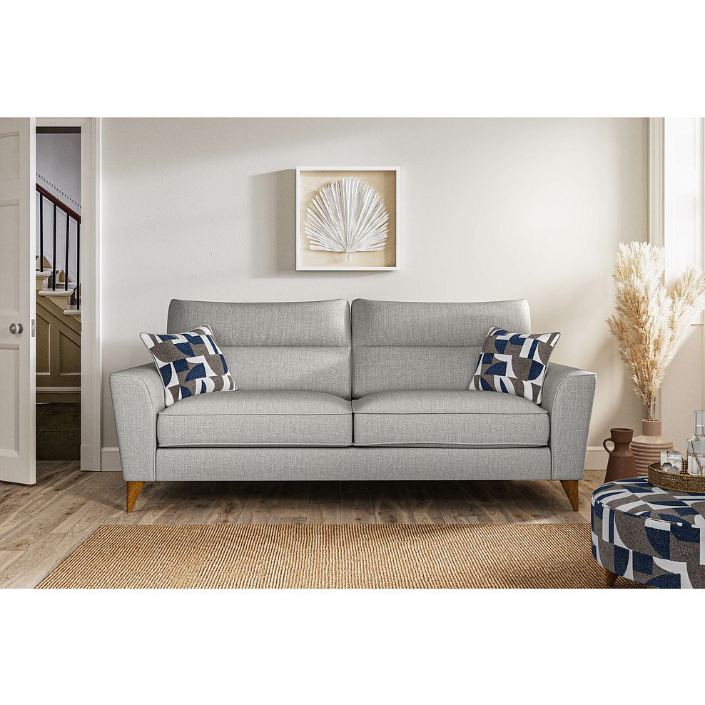 Levi 4 Seater Sofa in Barley Silver Fabric with Asher Ocean Scatters 1