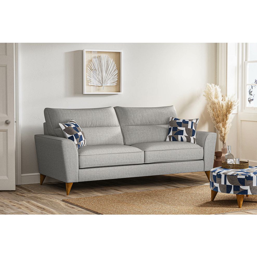 Levi 4 Seater Sofa in Barley Silver Fabric with Asher Ocean Scatters Thumbnail 2