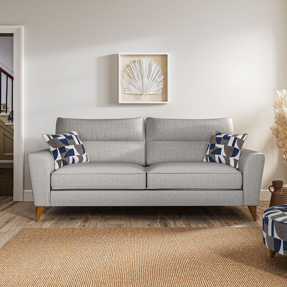 Levi 4 Seater Sofa in Barley Silver Fabric with Asher Ocean Scatters 2