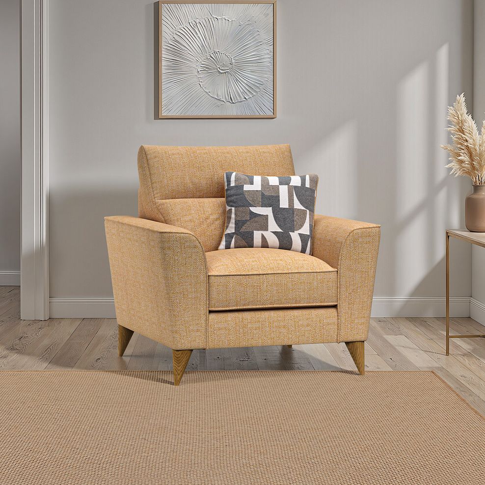 Levi Armchair in Barley Citrus Fabric with Asher Natural Scatter 1
