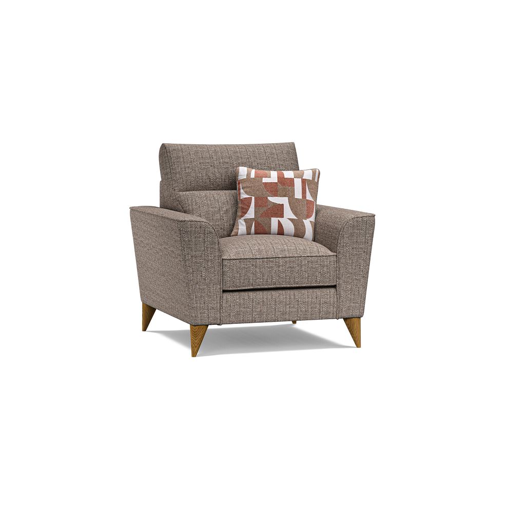 Levi Armchair in Barley Coffee Fabric with Asher Rust Scatter Thumbnail 1