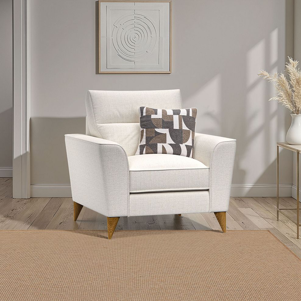 Levi Armchair in Barley Ivory Fabric with Asher Natural Scatter 1