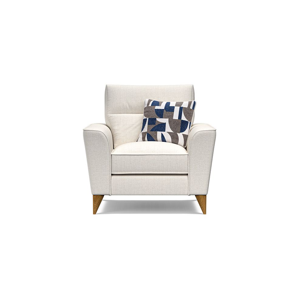 Levi Armchair in Barley Ivory Fabric with Asher Ocean Scatter 2