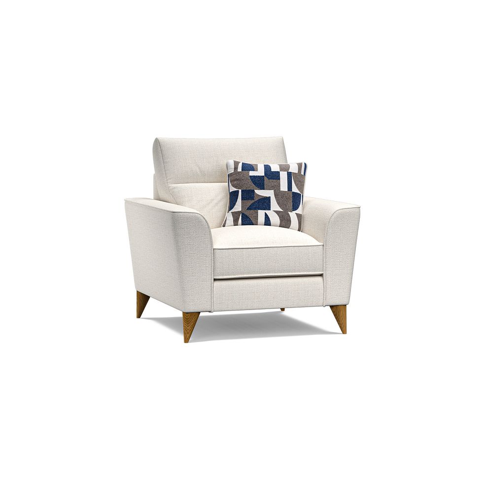 Levi Armchair in Barley Ivory Fabric with Asher Ocean Scatter Thumbnail 1