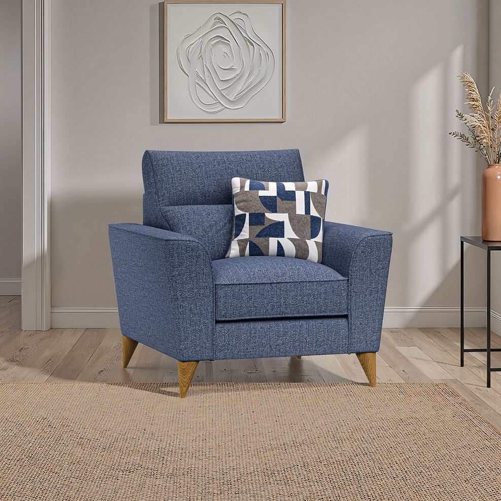 Levi Armchair in Barley Ivory Fabric with Asher Rust Scatter 1