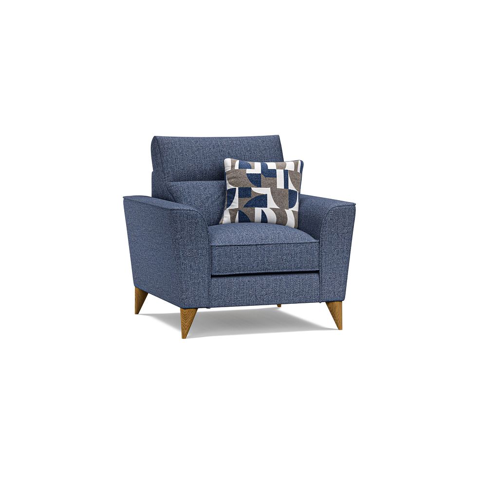 Levi Armchair in Barley Ocean Fabric with Asher Ocean Scatter 1