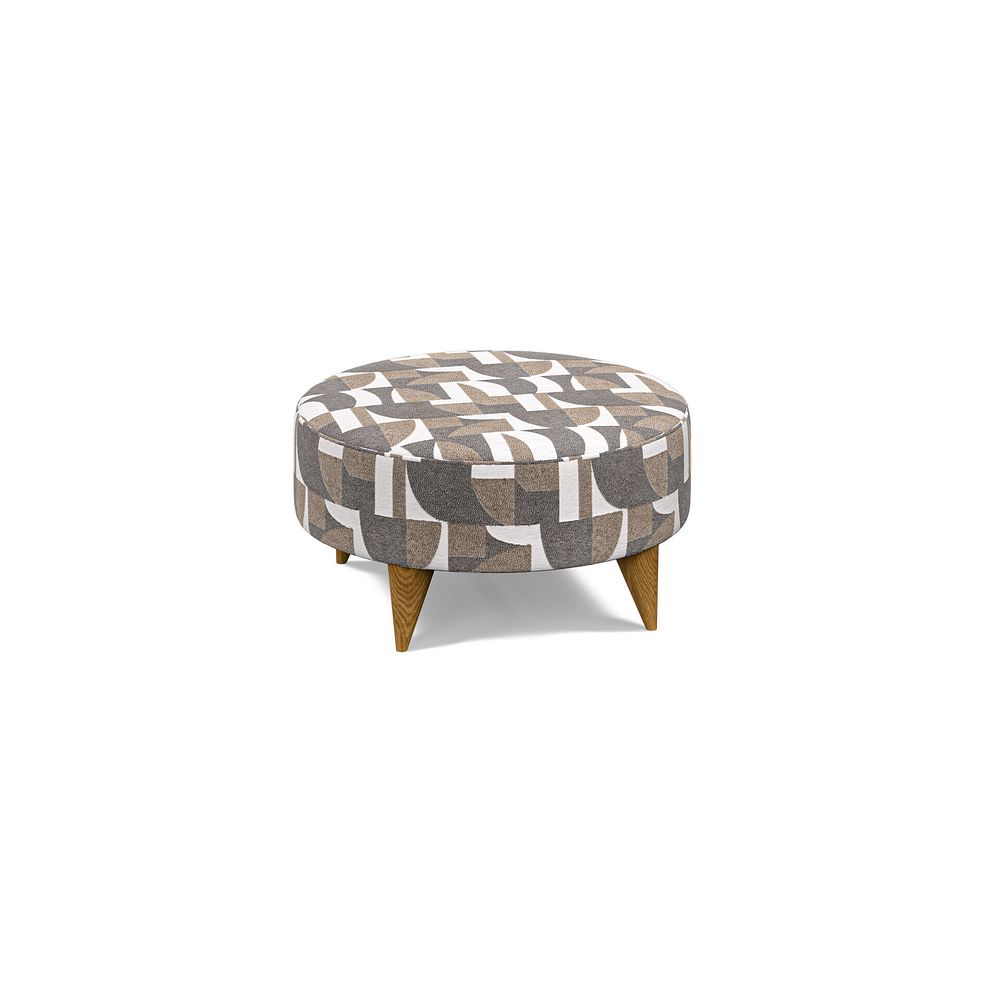 Levi Round Footstool in Asher Natural Fabric 2