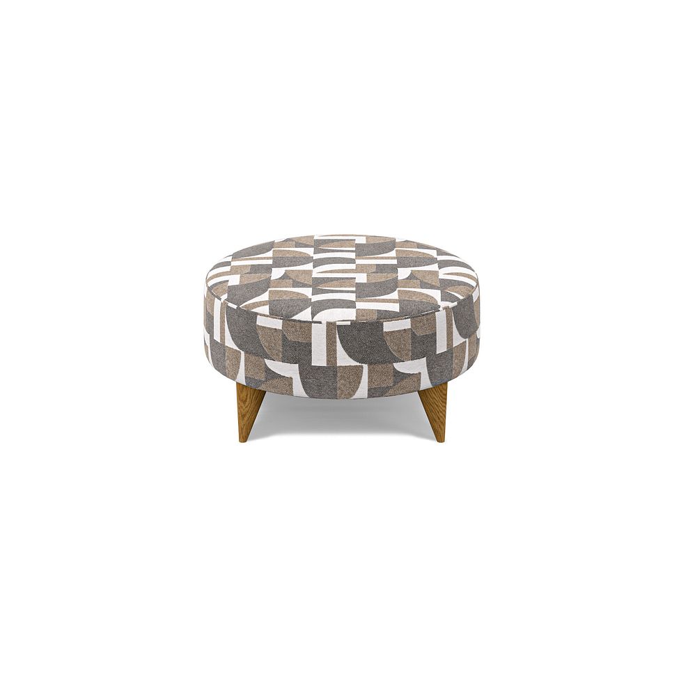 Levi Round Footstool in Asher Natural Fabric 3