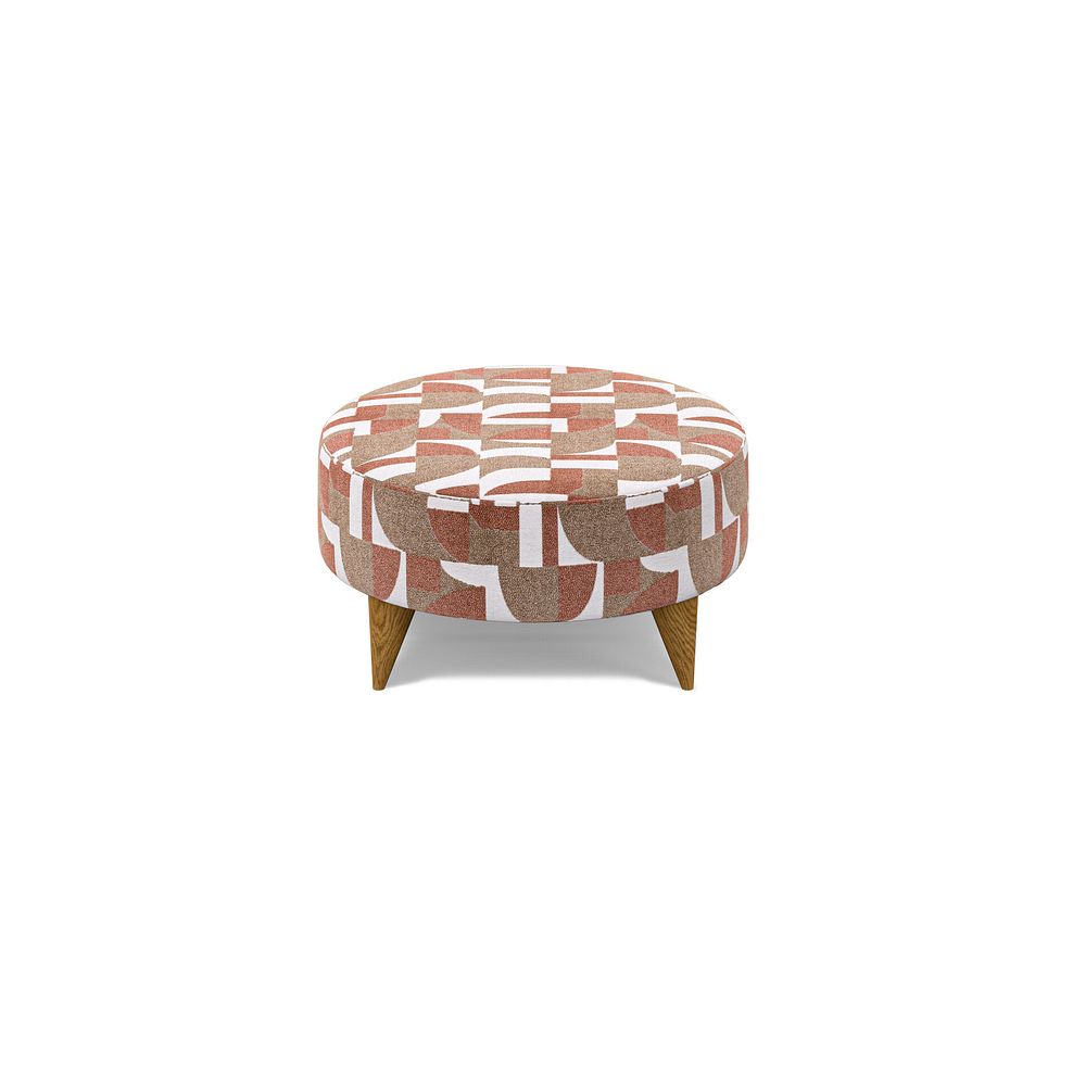 Levi Round Footstool in Asher Rust Fabric 2