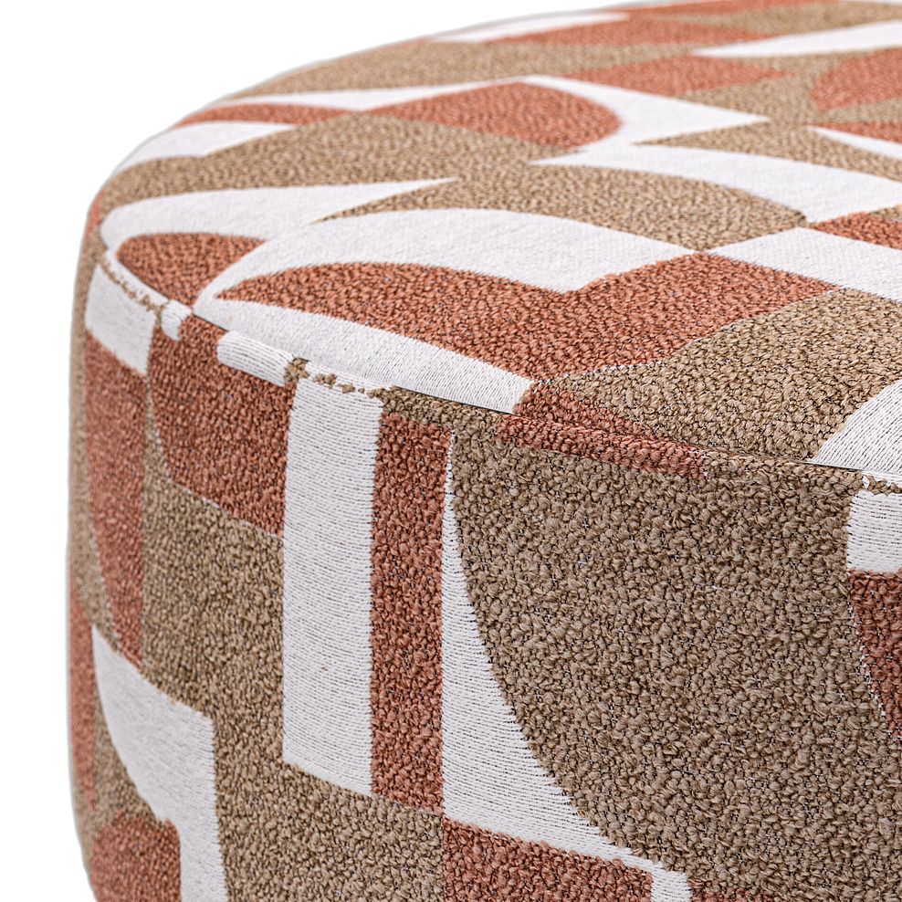 Levi Round Footstool in Asher Rust Fabric 4