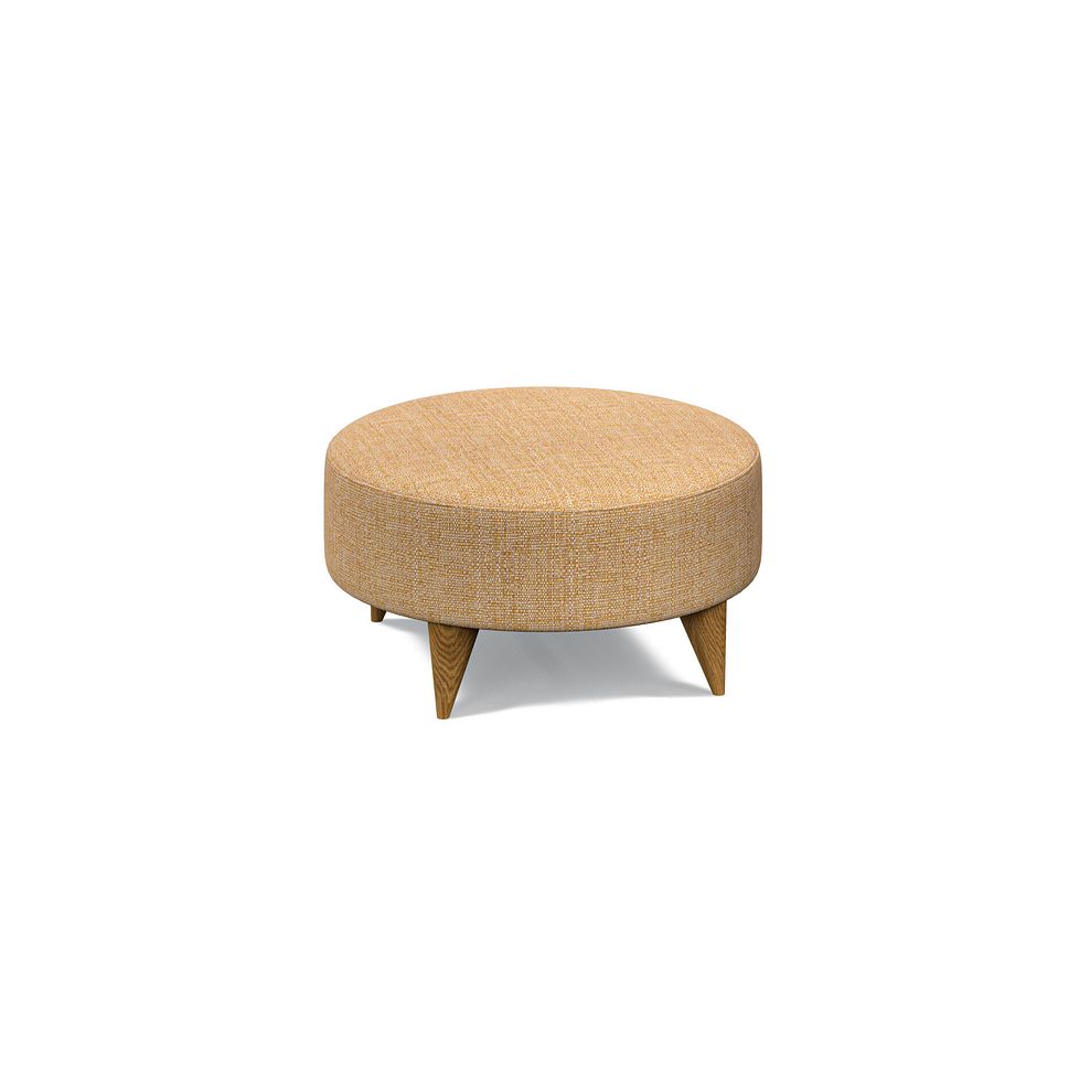 Levi Round Footstool in Barley Citrus Fabric