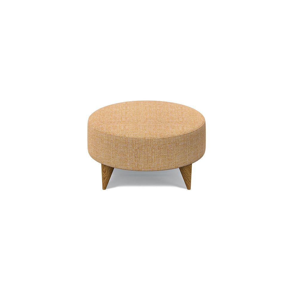 Levi Round Footstool in Barley Citrus Fabric 2