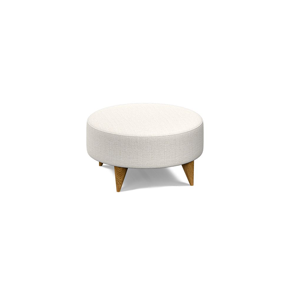 Levi Round Footstool in Barley Ivory Fabric