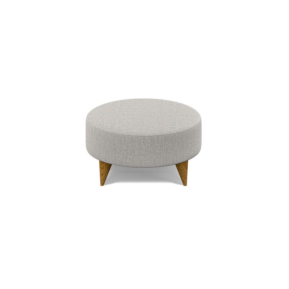 Levi Round Footstool in Barley Silver Fabric 3