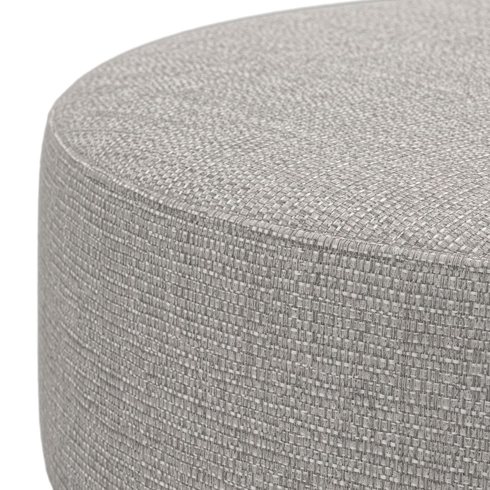 Levi Round Footstool in Barley Silver Fabric 5